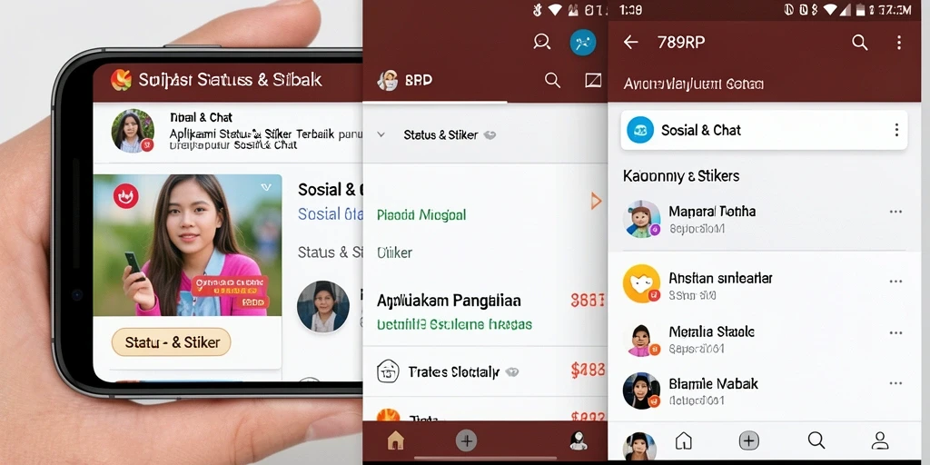 Antarmuka pengguna 789RP menampilkan beragam stiker menarik untuk sosial dan chat.