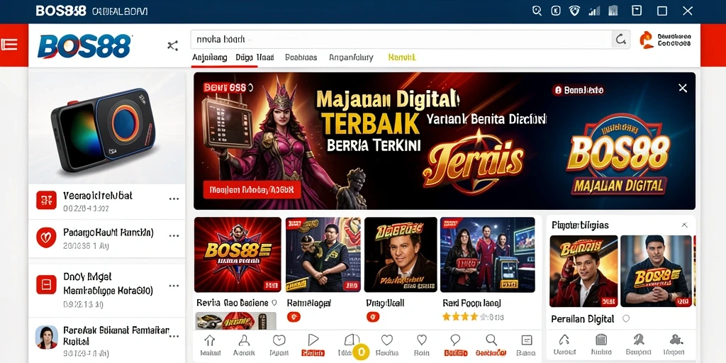 Screenshot aplikasi BOS88 dengan tampilan Majalah Digital yang menarik.