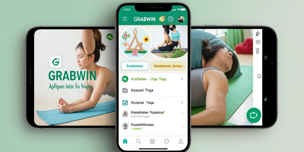Tampilan antarmuka utama aplikasi yoga GRABWIN yang menarik dan mudah digunakan.