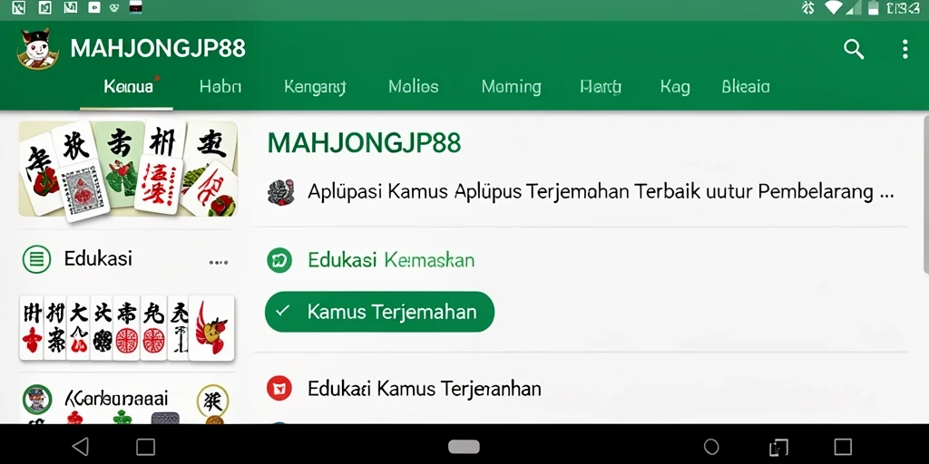 Tampilan antarmuka pengguna <strong>MAHJONGJP88</strong> yang intuitif dan fungsional.