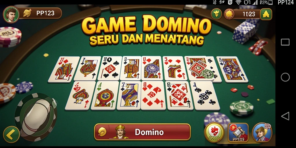 Antarmuka permainan Domino PP123 yang menarik dan interaktif.